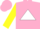 Silk - Pink, pink, blue and yellow 'sts' on white triangle, pink, blue & yellow triangles on sleeves