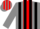 Silk - Grey, red panel, black and teal stripes, black ''p''/pitchfork, grey sleeves