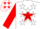 Silk - White, 'jpm' on red star, white stars on red sleeves
