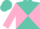 Silk - Turquoise and pink diagonal quarters, white 'js', turquoise and pink diagonal sleeves