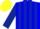 Silk - blue, dark blue stripes on sleeves, yellow cap