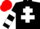 Silk - Black, White Cross of Lorraine, hooped sleeves, red cap