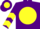 Silk - Purple, purple m on yellow ball, yellow chevrons on slvs