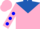 Silk - Pink , royal blue yoke and 'wt', blue dots on sleeves