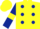 Silk - Yellow, dark blue spots, dark blue sleeves, yellow armlets