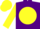 Silk - Purple, yellow ball, black horse and rider, yellow sleeves, purple diamond seam, yellow cap