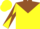 Silk - Yellow, brown yoke and emblem, yellow and brown diagonal quartered sleeves