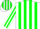 Silk - White, green stripes, white circled 'mes'