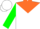 Silk - White, orange yoke, blue emblem (pinwheel), orange collar, green sleeves