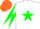 Silk - White, green star, white and green diabolo sleeves, orange cap