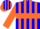Silk - Blue, orange hoop, orange stripes on slvs