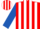 Silk - Red, white stripes, royal blue sleeves