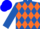 Silk - Royal blue, orange diamonds, orange diamond band on sleeves, blue cap