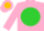 Silk - Pink, gold 'd' on lime green ball