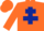 Silk - Orange, dark blue cross of lorraine