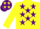 Silk - Yellow, purple stars, purple bars on yellow sleeves