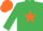 Silk - Emerald Green, Orange star, Orange cap