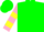 Silk - Green, black circled 'n', pink and yellow bars on slvs