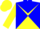 Silk - Yellow, blue yoke, blue steerhead, blue diagonal quarters on yellow sleeves