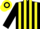 Silk - Black & yellow stripes, black sleeves, yellow & black hooped cap