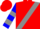 Silk - Red, blue and gray sash, blue and gray bars on slvs