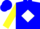 Silk - Blue, yellow & fuchisa, white diamond emblem, yellow & fuchisa sleeves