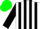 Silk - White, black circled green 'a', black stripes on sleeves, green cap