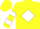 Silk - Yellow, white 'h' in diamond, white bars on sleeves, yellow cap