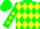 Silk - Green with yellow diamonds and jfr initials inside yelow diamonds