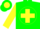 Silk - Green, green cross and 'pm' on yellow ball, green hoops on yellow sleeves