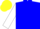 Silk - Blue, yellow triangular thirds, white sleeves, yellow hoops, yellow cap