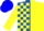 Silk - Royal blue and yellow halves, blue and yellow blocks on sleeves, blue cap