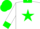 Silk - White, green star and collar, green cuffs and cap