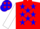 Silk - Red, blue 'aw' and blue stars, white sleeves