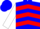Silk - Blue, red chevrons, two red hoops on white slvs