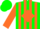 Silk - Green, orange diamond frame, orange stripes on sleeves, green cap, orange visor