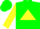 Silk - Green, green 'h' on yellow triangle, yellow lightning bolt on sleeves, green cap