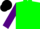 Silk - Green and purple triangular thirds, black 'c', green and purple sleeves, green, purple and black cap