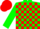 Silk - Green, red blocks, green and red cap
