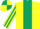 Silk - Yellow body, dark green strip, yellow arms, dark green striped, yellow cap, dark green quartered