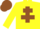 Silk - Yellow, brown cross of lorraine, brown cap
