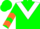 Silk - Green, white triangular panel, orange chevrons on sleeves, green cap