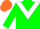 Silk - Green body, white chevron, green arms, orange cap