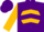 Silk - Purple, purple 'r' on gold ball, purple chevrons on gold sleeves, purple cap