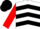 Silk - White body, black chevrons, red arms, black cap