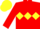 Silk - Red body, yellow triple diamond, red arms, yellow cap