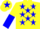 Silk - Yellow, Blue stars, halved sleeves, yellow cap, blue star