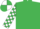 Silk - EMERALD GREEN, white check sleeves, quartered cap