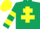 Silk - Dark Green, Yellow Cross of Lorraine, hooped sleeves, Yellow cap