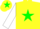 Silk - Yellow, green star, white sleeves, yellow cap, green star